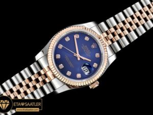 RDJ0266B - DateJust Jub Flt RGSS Dark Blue Diam BP A3135 Mod - 10.jpg